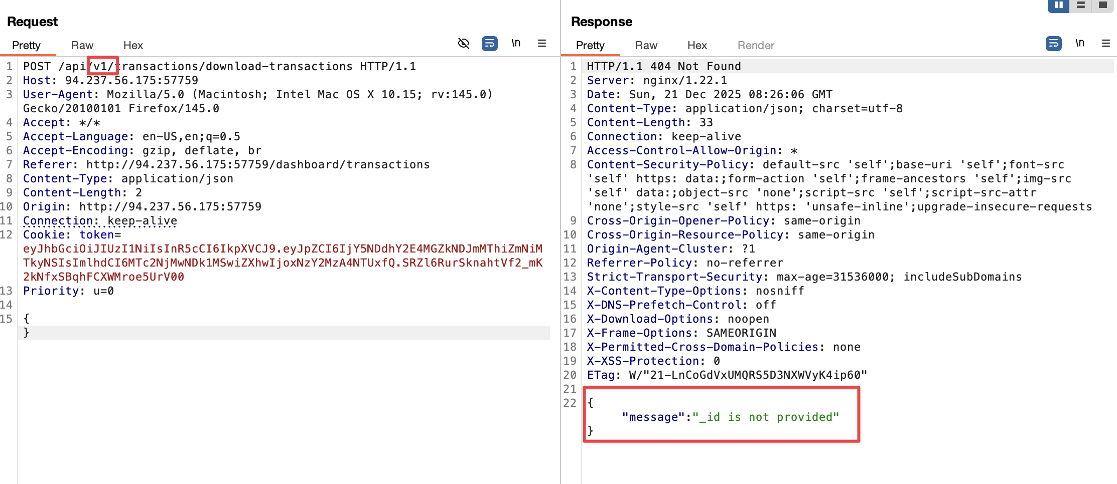 v1 requires id parameter